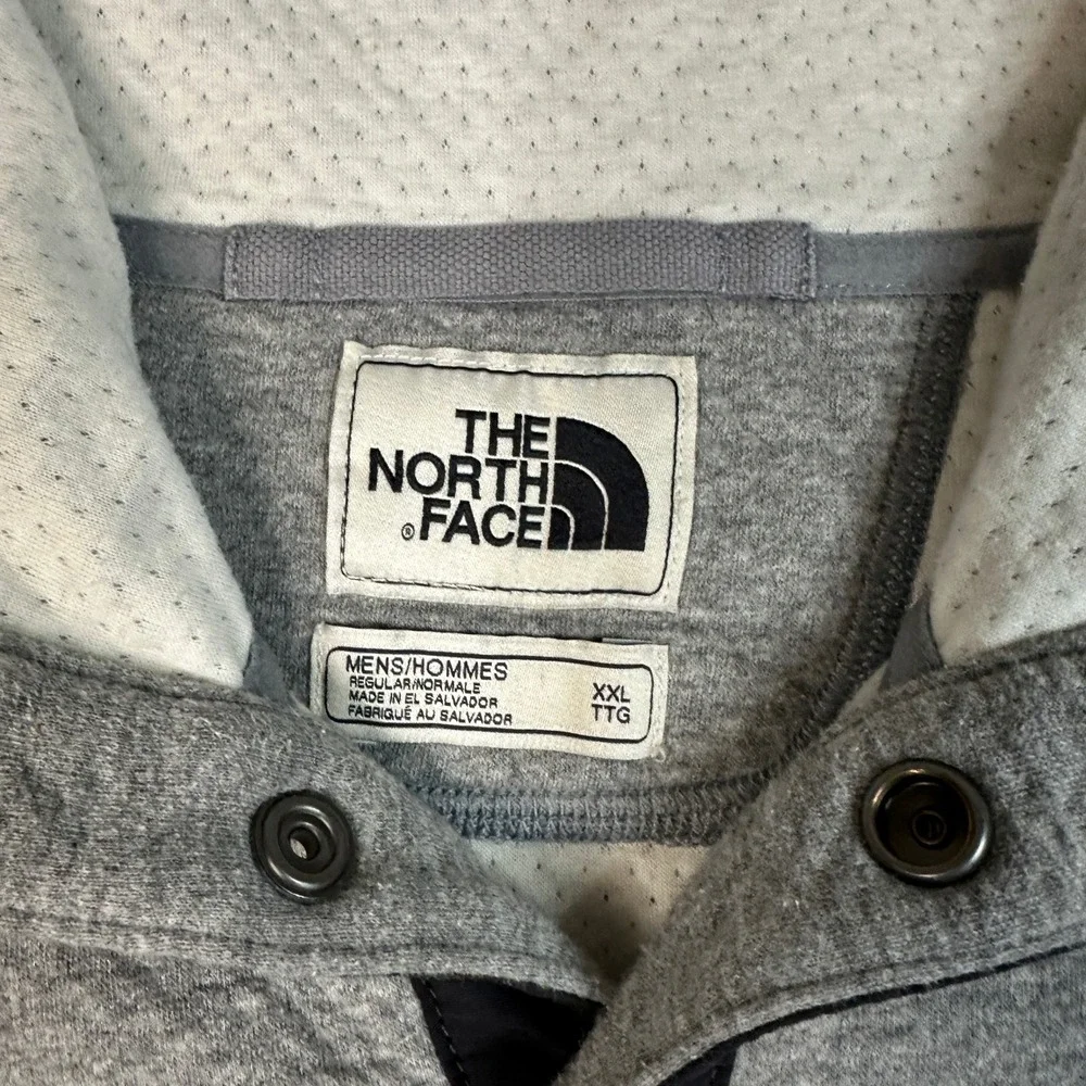 The North Face Mens XXL Snap Neck Hoodie Heather Grey Pullover Sweatshirt